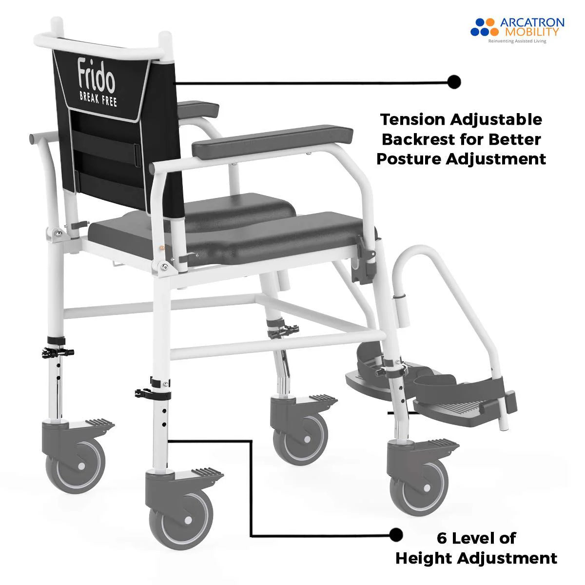 Prime FPA007 | Attendant Propelled Shower Commode Wheelchair