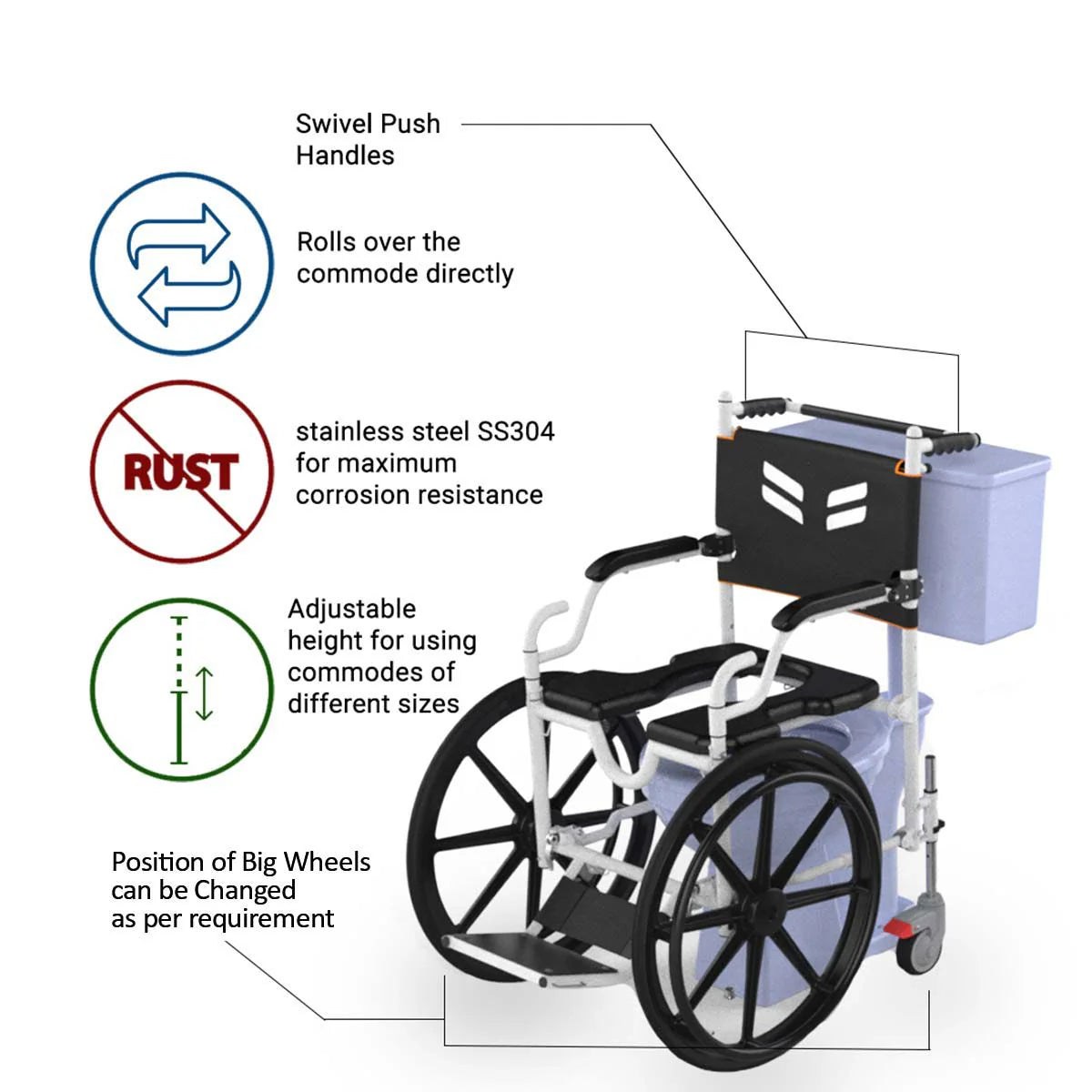 GO Self Propelled | Travel and Shower Commode Wheelchair